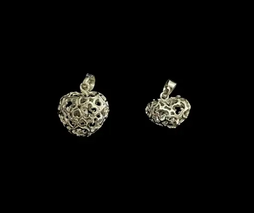 Llamador de ángeles_ Esfera Corazón filigrana_ con piedra cristal_Ch