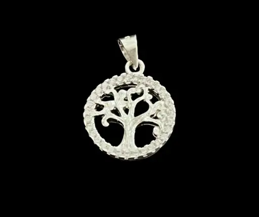 Dije circonia incrustada_Árbol de la vida_tamaño moneda de 1 peso, grueso