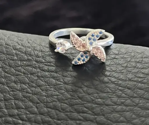 Anillo giratorio_ ajustable_antiestres_Rehilete en tonos rosa & azul