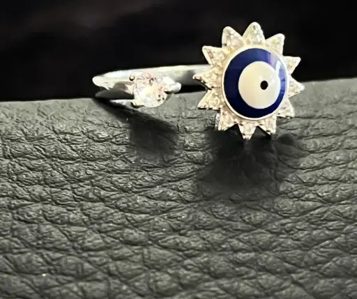 Anillo giratorio_ ajustable_antiestres_Flor en Ojo turco