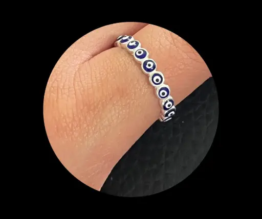 Anillo_Ojo turco_azul marino_en serie churumbela_talla  8