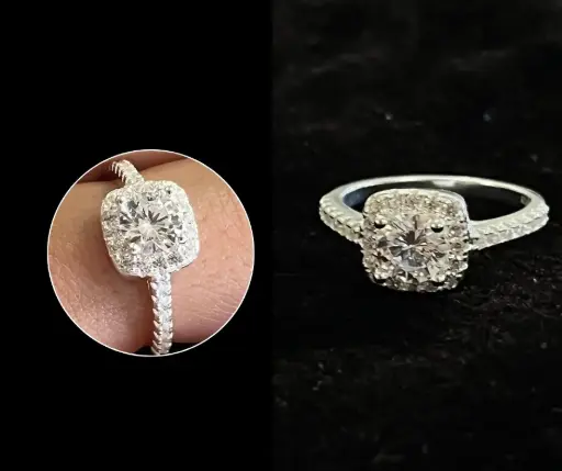 Anillo con circonia_lujo_Solitario_Cuadrado_media churumbela_talla 6