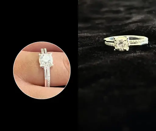 Anillo con circonia_lujo_Solitario_Cuadrado_con circonferencia en bordes_talla 8