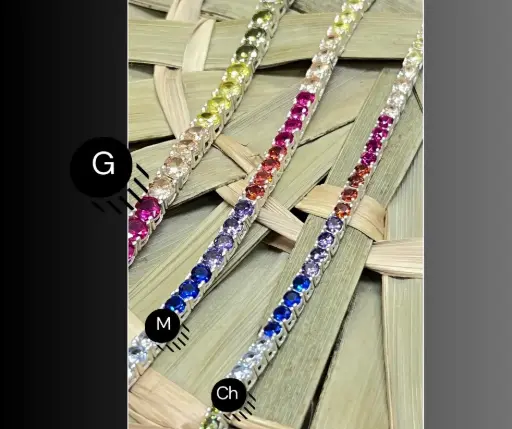Pulsera_Circonias multicolor 18 cm G