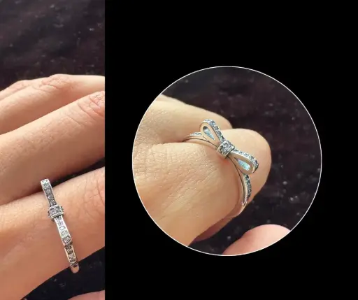 Anillo pandora_ circonia incrustada_modelo moño_talla #5