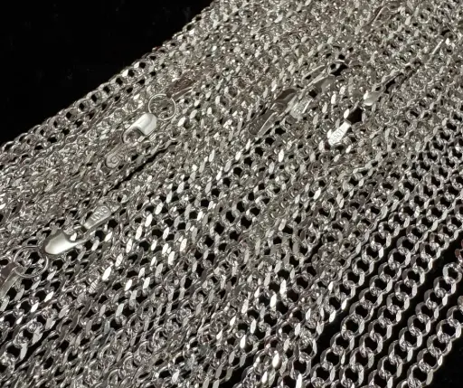 Cadena_Tejido_ Cubano/Barbada_ Diamantada_ 3mm_ 60 cm