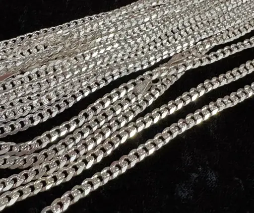 Cadena_Tejido_ Cubano/Barbada_ Diamantada_ 5 mm_ 55 cm