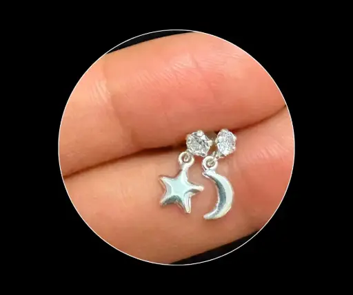 Broquel_ Luna & estrella colgantes_broche de bolita