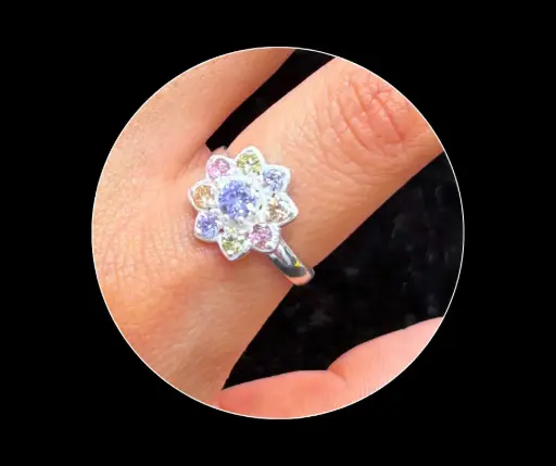 Anillo_circonia_multicolor_tonos pasteles_flor mosaico