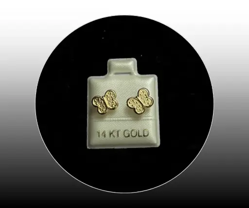 Broquel_Oro 14K_Mariposa Alas Onduladas