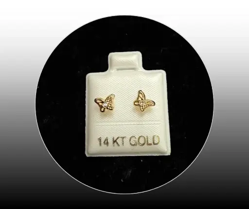 Broquel_Oro 14K_Mariposa con micro circonia al centro