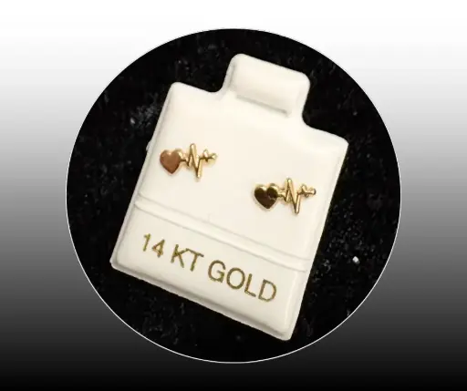 Broquel_Oro 14K_Corazón Frecuencia cardíaca
