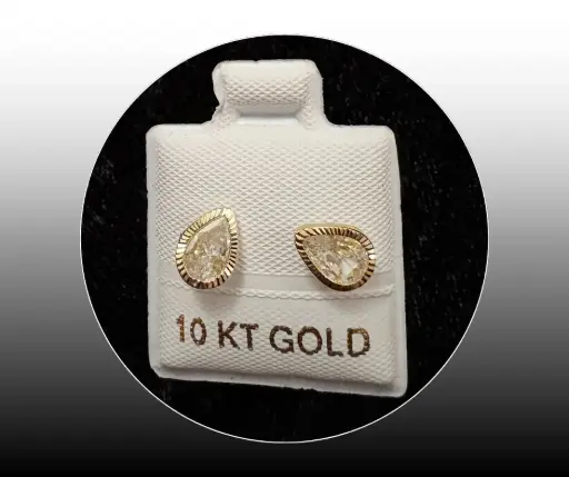 Broquel_Oro 10K_ Gota circonia incrustada