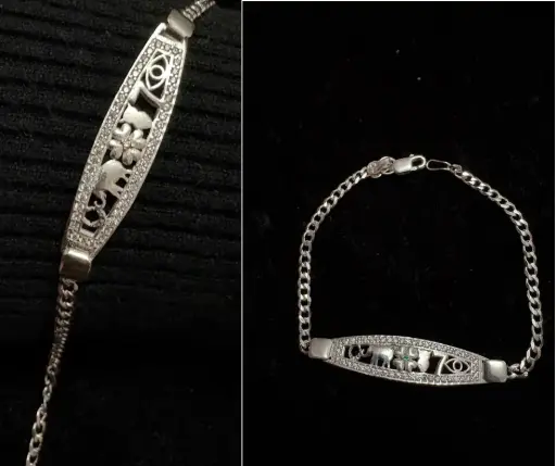Pulso placa con circonia incrustada Suerte_tejido barbado liso