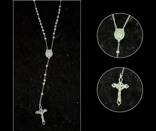 Rosario bola #6 lisa Medalla Virgen de Guadalupe 3D con cruz puntas con cristo