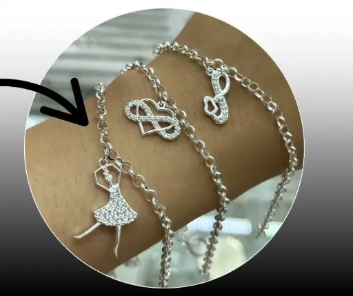 Pulsera_Bailarina tejido cadena g 19 cm
