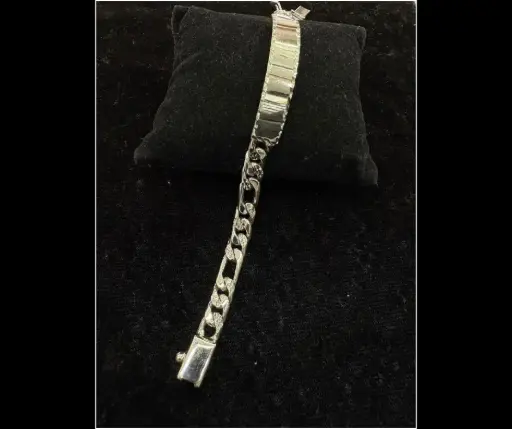 Esclava con placa Cartier diamantada (Broche doble seguro) 21 cm 8mm